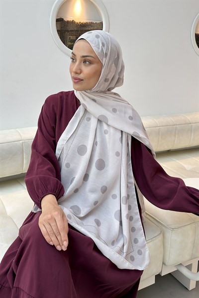 Puantiye Desen Soft Şal vizonrengi