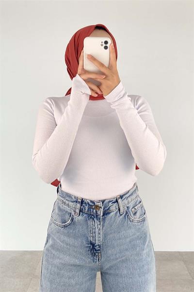 Balıkçı Yaka Fitilli Body Beyaz