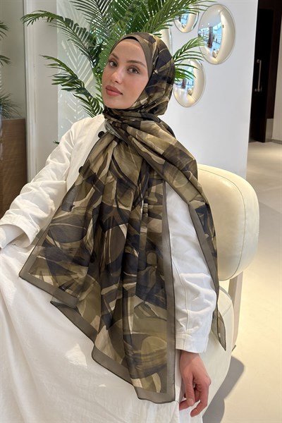 Brush Desen Soft Şal Asker Yeşili