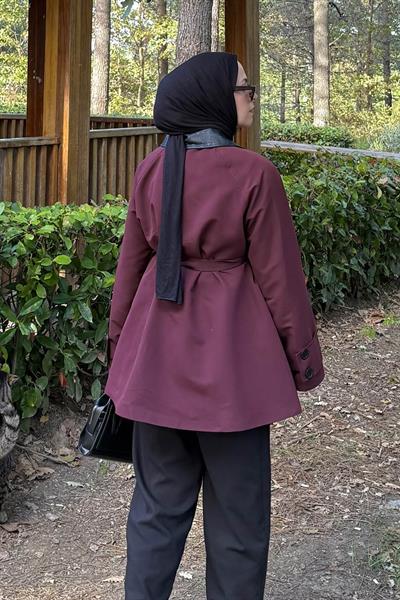 Garni Yaka Trençkot Bordo