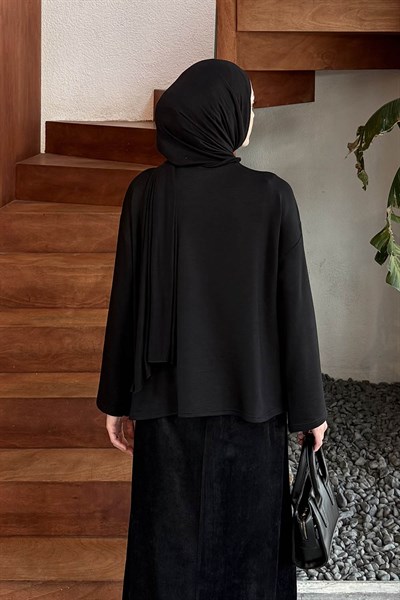 Kol Armalı Sweatshirt Siyah