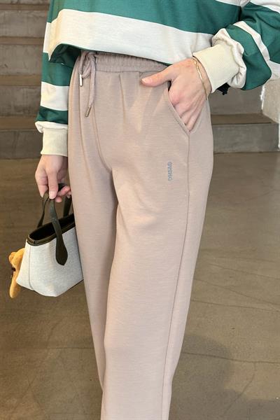 Modal Kumaş Paça Lastik Detay Eşofman Soft Kahve