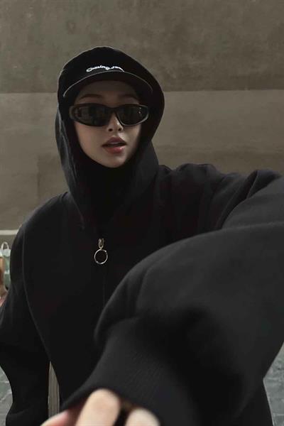 Kapüşonlu Oversize Yan Cepli Sweat Siyah