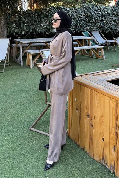 Üçlü Triko Takım Soft Kahve