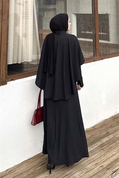 Balıksırtı Kemerli Elbise Siyah