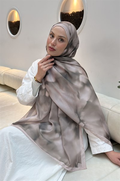 Batik Desen Soft Şal Koyu Vizonrengi