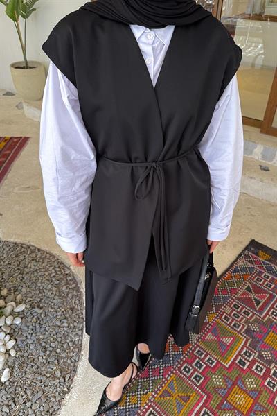 Yelek-Etek İkili Tesettür Takım Siyah