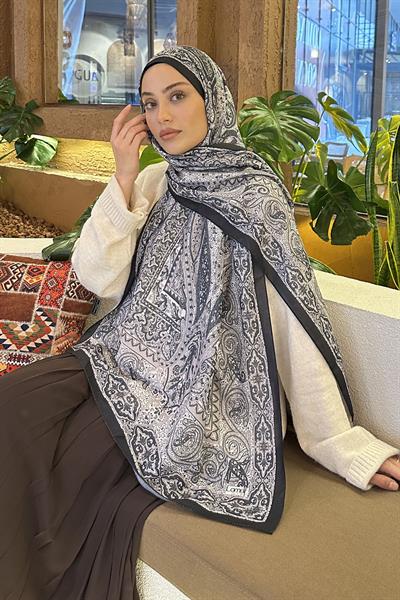 Retro Desen Soft Şal Siyah