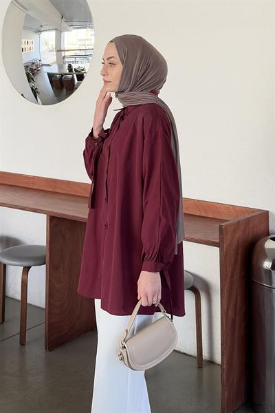 Kol Detaylı Gömlek 
Oversize Gömlek Bordo