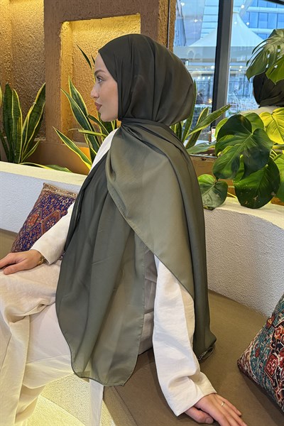 Degrade Desen Soft Şal Haki