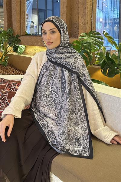 Retro Desen Soft Şal Siyah