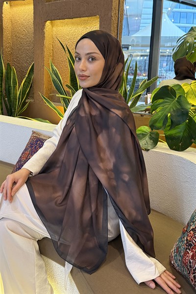 Batik Desen Soft Şal Kahverengi