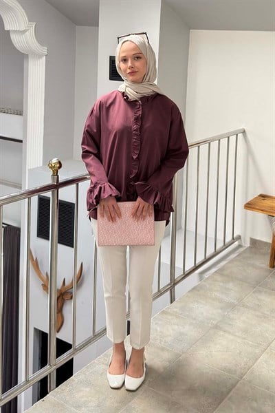 Fırfırlı Gömlek Mürdüm