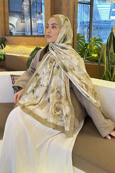 Gül Desen Bambu Şal Mint Yeşili