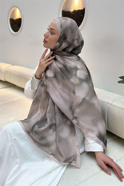Batik Desen Soft Şal Koyu Vizonrengi