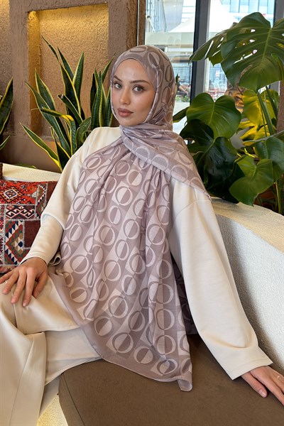 Halka Desen Ferah Şal vizonrengi