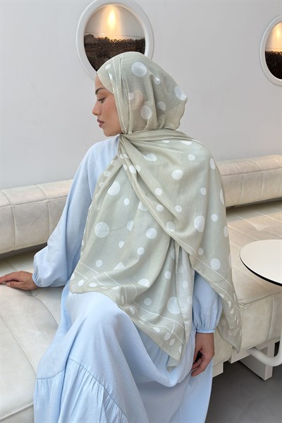 Puantiye Desen Soft Şal Mint Yeşili