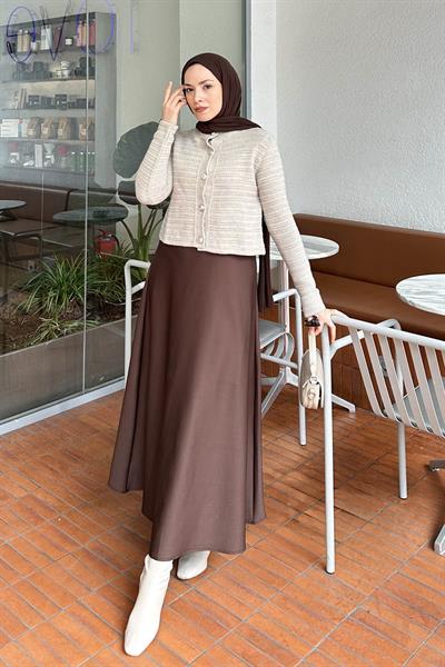 Links Desenli Crop Hırka Taş