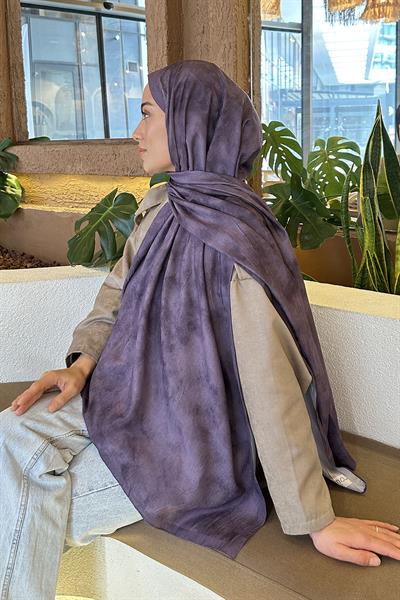 Bulut Desen Bambu Şal Eflatun