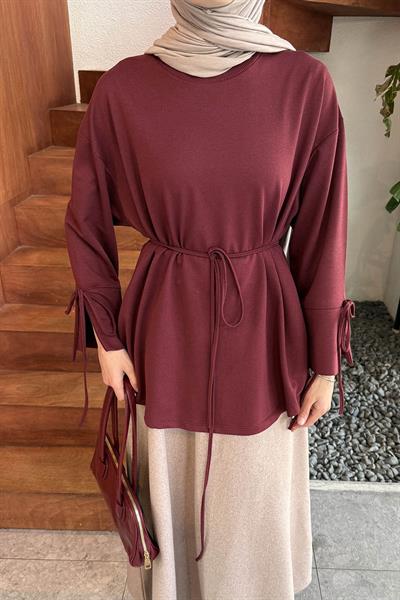 Yırtmaç Detaylı Sweat Bordo