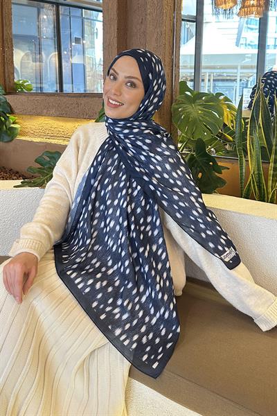 Ceylan Desen Soft Şal Lacivert