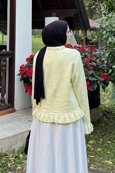 Fırfır Detaylı Hırka Sarı