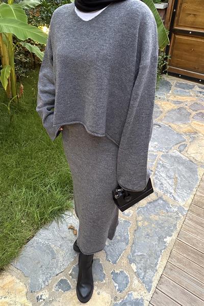 Etekli Triko Takım Antrasit