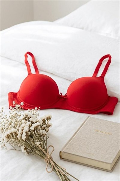 Destekli Kurdela Detay Sütyen Kırmızı