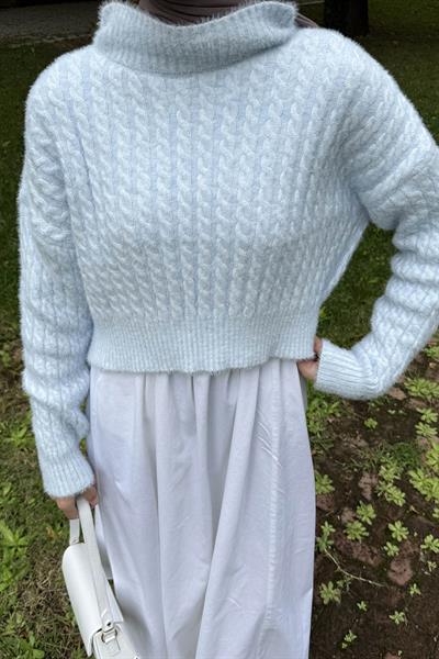 Crop Triko Kazak Bebe Mavisi