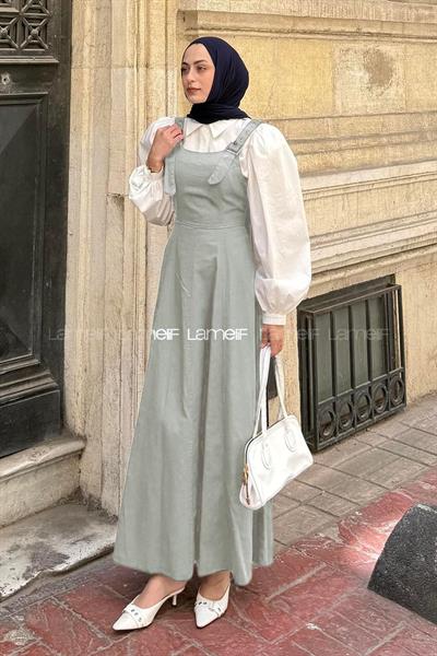 Askılı Gabardin Tesettür Jile Çağla Yeşili