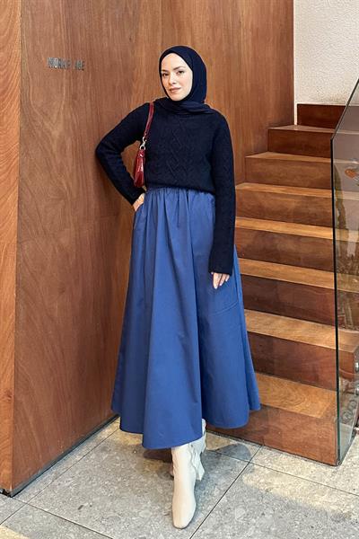 Örgülü Kazak Lacivert