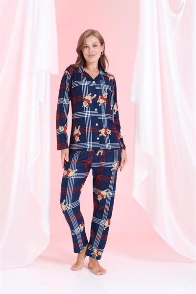 Desenli Pijama Takımı Lacivert
