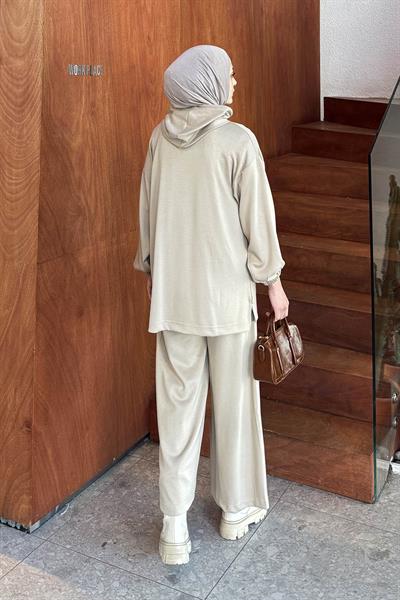 Arma Detaylı İkili Takım Bej