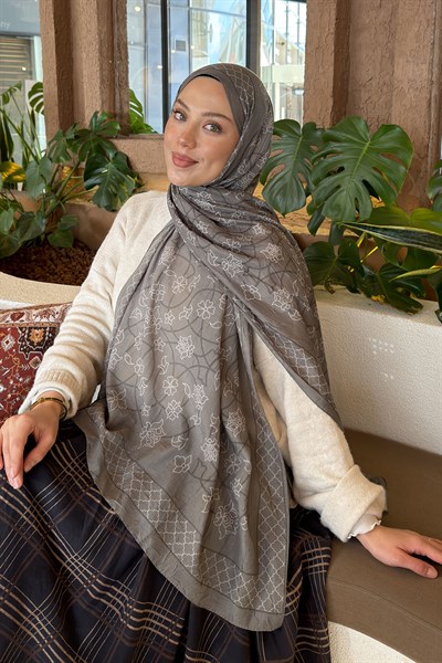 Geometrik Desen Bambu Şal Ada Çayı