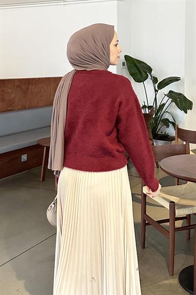 Sakallı Basic Hırka Bordo