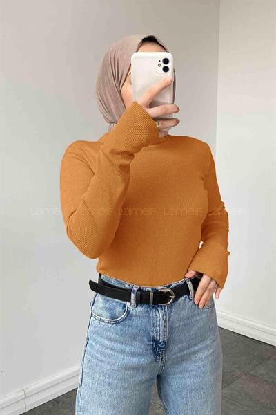Balıkçı Yaka Fitilli Body Camel