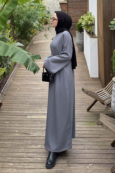 İki İplik Elbise Koyu Gri