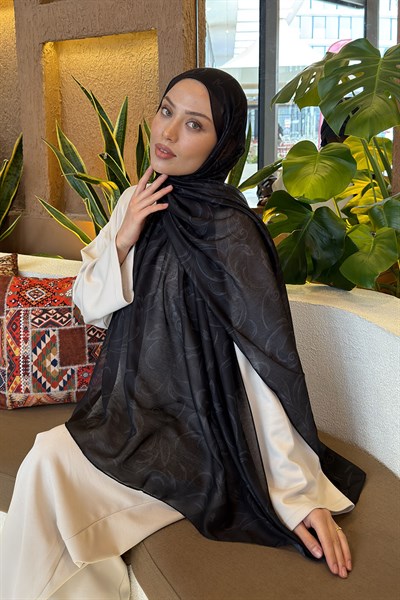 Etnik Desen Ferah Şal Siyah