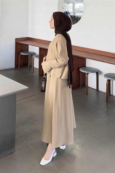 Kol Biye Detaylı Takım vizonrengi