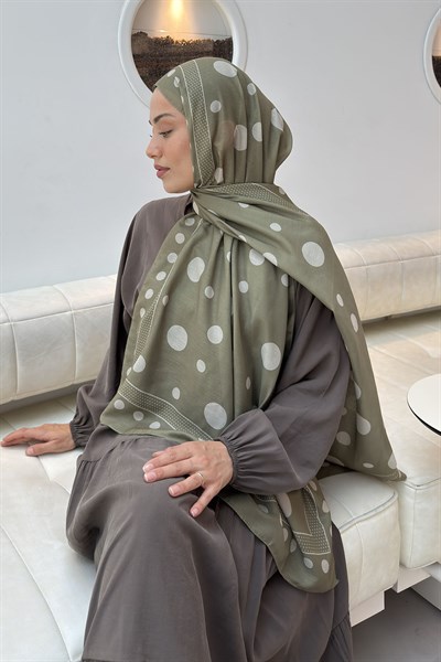 Puantiye Desen Soft Şal Haki
