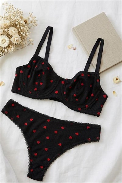 Desnli Sütyen Takım Siyah