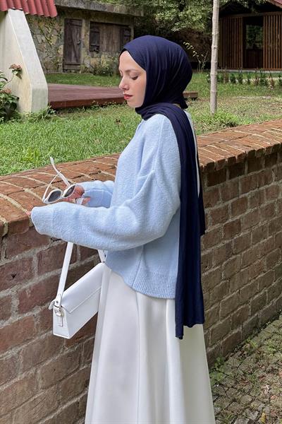 Gold Düğme Detaylı Hırka Bebe Mavisi