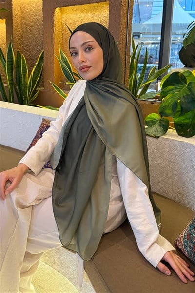 Degrade Desen Soft Şal Haki