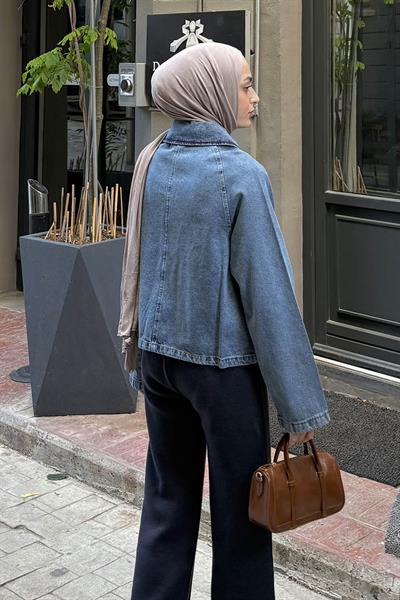 Çıtçıtlı Denim Ceket Kot Mavisi