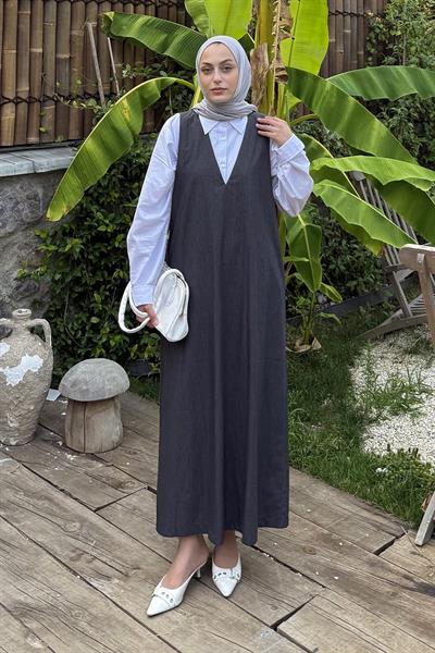 V Yaka Tesettür Jile Antrasit