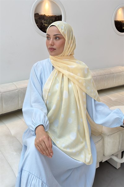 Puantiye Desen Soft Şal Sarı