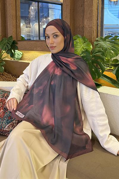 Batik Desen Soft Şal Koyu Bordo
