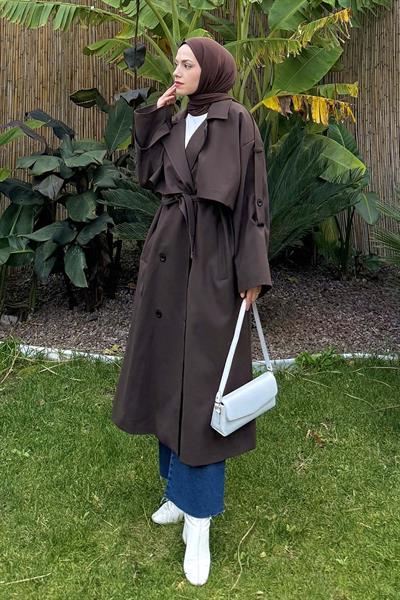 Kuşaklı Poliviskon Trenç Kahverengi