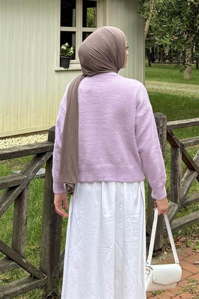 Sakallı Basic Hırka Lila