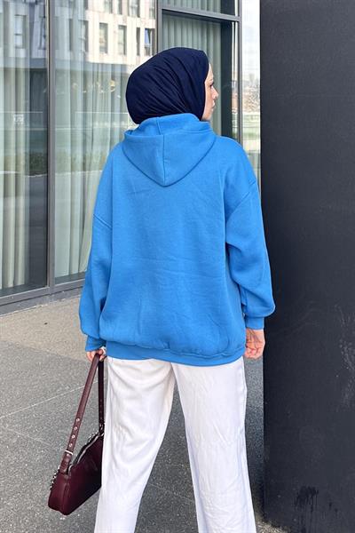 Brooklyn Baskılı Üç İplik Sweat Mavi